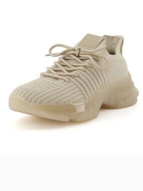 Cushionaure Apolo Knit Athletic Sneakers in Taupe, 7.5